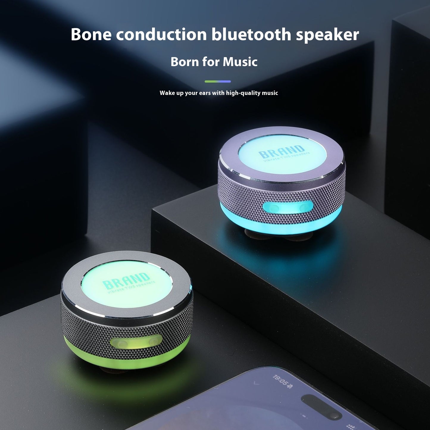 Small Wireless Bone Conduction Speakers Bluetooth Vibration Speaker With Color LED Light c